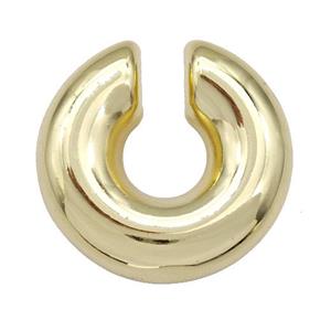 Copper Clip Earrings Hollow 18K Gold Plated, approx 30mm