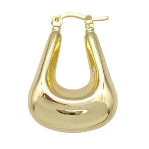 Copper Latchback Earrings Hollow 18K Gold Plated, approx 28-33mm