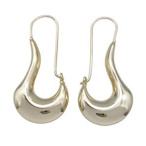 Copper Hook Earrings Hollow 18K Gold Plated, approx 22-50mm