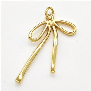 Copper Bow Pendant Gold Plated, approx 19-26mm