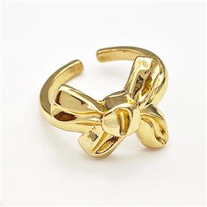 Copper Rings Bow Gold Plated, approx 15-18mm, 18mm dia