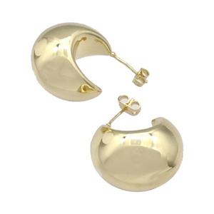 Copper Stud Earrings Hollow Gold Plated, approx 16.5-24mm