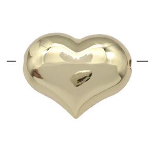 Copper Heart Beads Hollow Gold Plated, approx 42mm