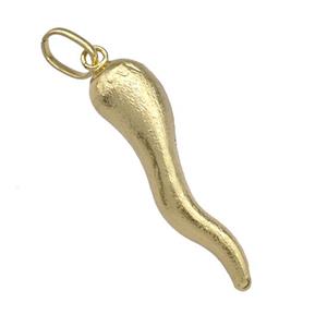 Copper Capsicum Chili Pendant Brushed Gold Plated, approx 12-45mm