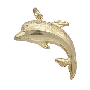 Copper Dolphin Pendant Brushed Gold Plated, approx 40-50mm