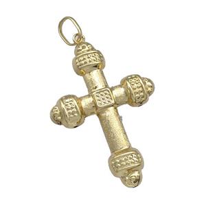 Copper Cross Pendant Brushed Gold Plated, approx 43-60mm
