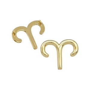 Copper Pendant Zodiac Signs Aries Gold Plated, approx 14-18mm