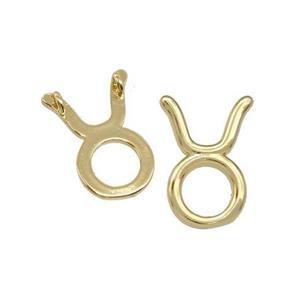 Copper Pendant Zodiac Signs Taurus Gold Plated, approx 10-14mm