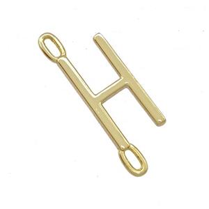 Copper Connector Letter-H Gold Plated, approx 7-15mm