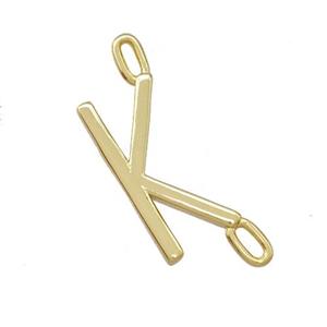 Copper Connector Letter-K Gold Plated, approx 7-15mm