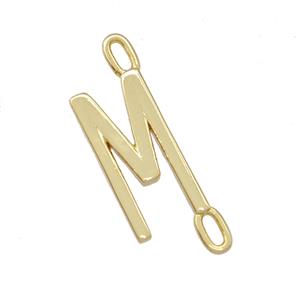 Copper Connector Letter-M Gold Plated, approx 7-15mm