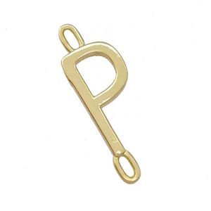 Copper Connector Letter-P Gold Plated, approx 7-15mm