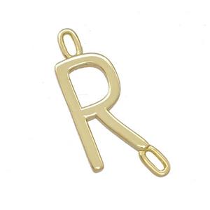 Copper Connector Letter-R Gold Plated, approx 7-15mm