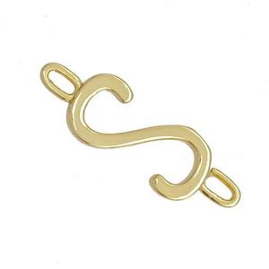 Copper Connector Letter-S Gold Plated, approx 7-15mm