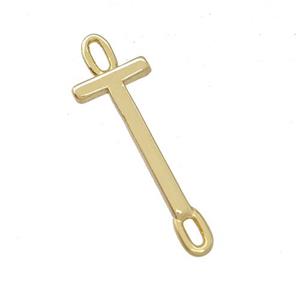 Copper Connector Letter-T Gold Plated, approx 7-15mm