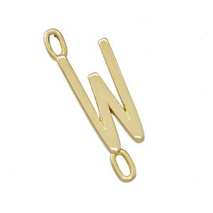Copper Connector Letter-W Gold Plated, approx 7-15mm
