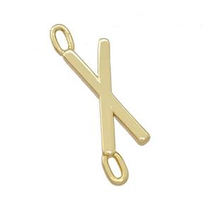 Copper Connector Letter-X Gold Plated, approx 7-15mm