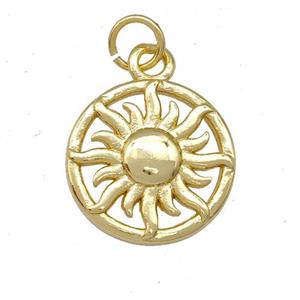 Copper Sun Pendant Gold Plated, approx 15mm