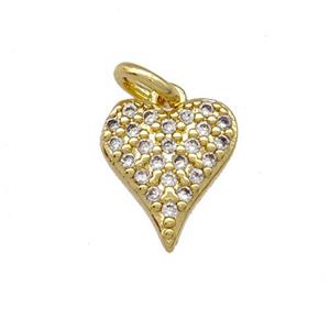 Copper Heart Pendant Micro Pave Zirconia Gold Plated, approx 8mm