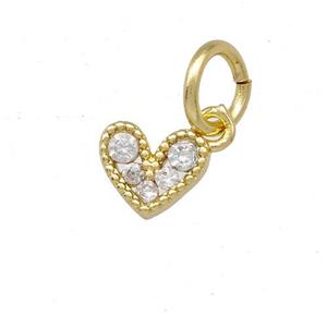 Copper Heart Pendant Pave Zirconia Gold Plated, approx 6mm