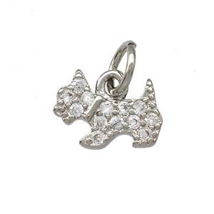 Copper Cat Charms Pendant Pave Zirconia Platinum Plated, approx 6-10mm