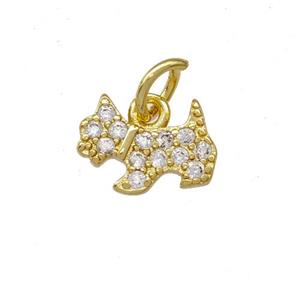 Copper Cat Charms Pendant Pave Zirconia Gold Plated, approx 6-10mm