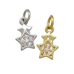 Copper Star Pendant Pave Zirconia Mixed, approx 8-10mm