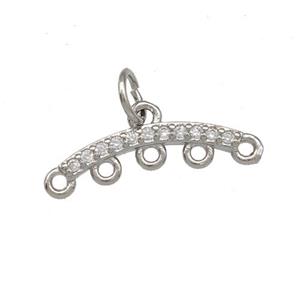 Copper End Bar Pendant Terminals Pave Zirconia Platinum Plated, approx 18mm