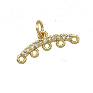 Copper End Bar Pendant Terminals Pave Zirconia Gold Plated, approx 18mm