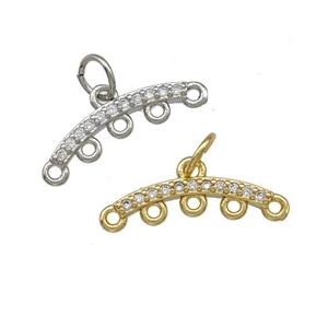 Copper End Bar Pendant Terminals Pave Zirconia Mixed, approx 18mm