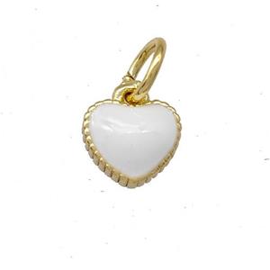 Copper Heart Pendant White Enamel Gold Plated, approx 6.5mm
