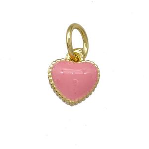 Copper Heart Pendant Pink Enamel Gold Plated, approx 6.5mm