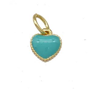 Copper Heart Pendant Teal Enamel Gold Plated, approx 6.5mm