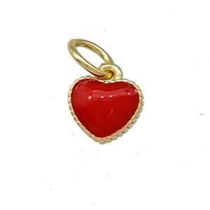 Copper Heart Pendant Red Enamel Gold Plated, approx 6.5mm
