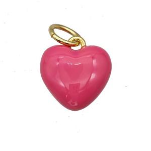 Copper Heart Pendant Red Enamel Gold Plated, approx 12-13.5mm