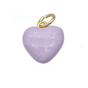 Copper Heart Pendant Lilac Enamel Gold Plated, approx 12-13.5mm