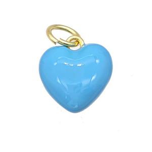 Copper Heart Pendant Blue Enamel Gold Plated, approx 12-13.5mm