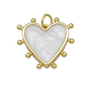 Copper Heart Pendant White Painted Gold Plated, approx 15mm
