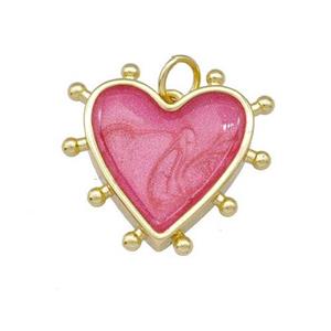 Copper Heart Pendant Red Painted Gold Plated, approx 15mm