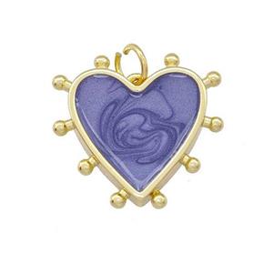 Copper Heart Pendant Lilac Painted Gold Plated, approx 15mm
