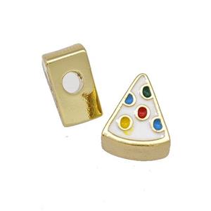 Copper Pendant White Enamel Pizza Charms Gold Plated, approx 9-11mm