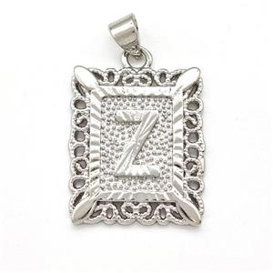 Copper Letter-Z Pendant Frame Platinum Plated, approx 18-21mm