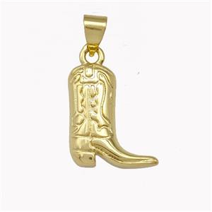 Cowboy Boot Charms Copper Shoe Pendant Gold Plated, approx 13-16mm