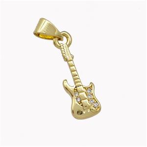 Copper Guitar Pendant Pave Zirconia Gold Plated, approx 6-16mm