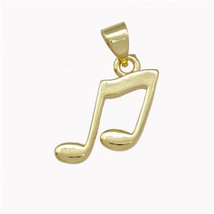 Musical Note Charms Copper Pendant Gold Plated, approx 14mm