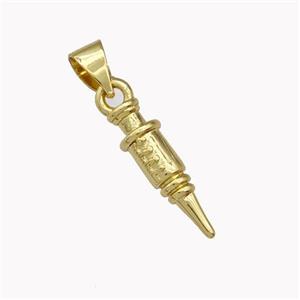 Syringe Needle Copper Pendant Gold Plated, approx 5-15mm