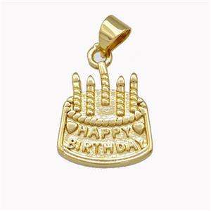 Happy Birthday Charms Copper Pendant Gold Plated, approx 14-16mm