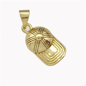 Baseball Cap Charm Copper Pendant Gold Plated, approx 9-15mm