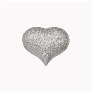 Copper Heart Beads Corrugated Hollow Platinum Plated, approx 18mm