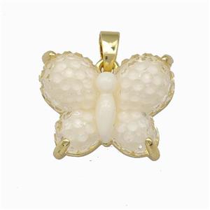 Resin butterfly Pendant gold plated, approx 13-17mm